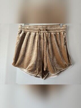 BUFF BUNNY Champagne Velour Disco Drawstring  Shorts. Size XS